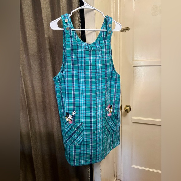 Vintage Disney Mickey Teal and Navy Plaid mini dress, very good condition - Picture 1 of 11